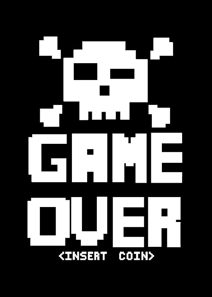 Pixelated Game Over Skull