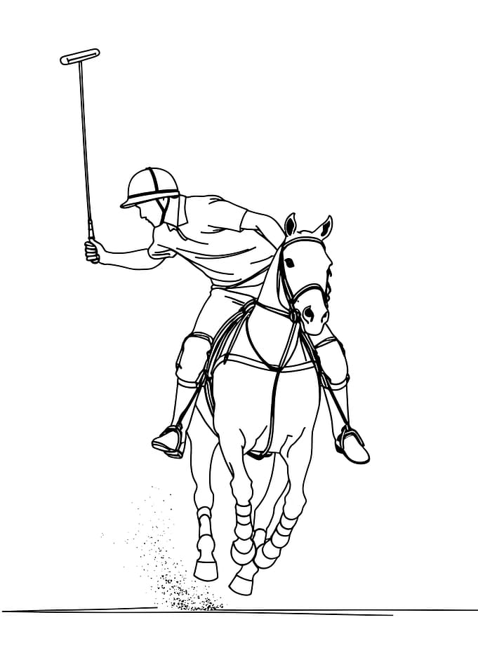 Polo Player on Horseback Minimalist Line Art