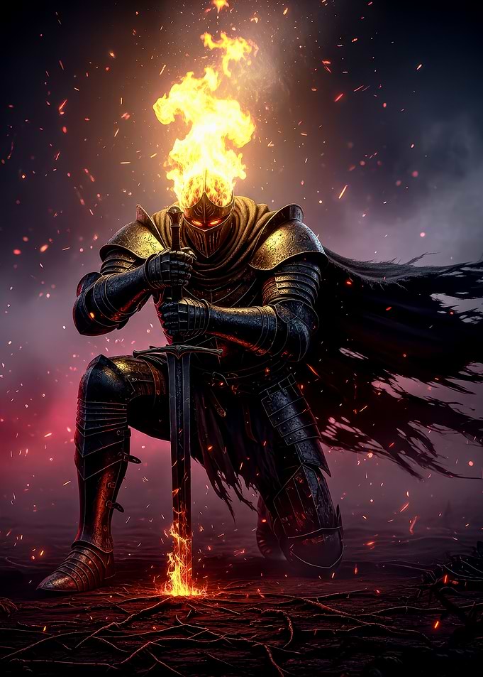 Kneeling Fire Knight