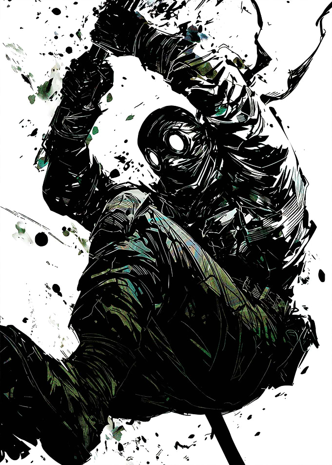 Dark Figure with Mask and Weapon