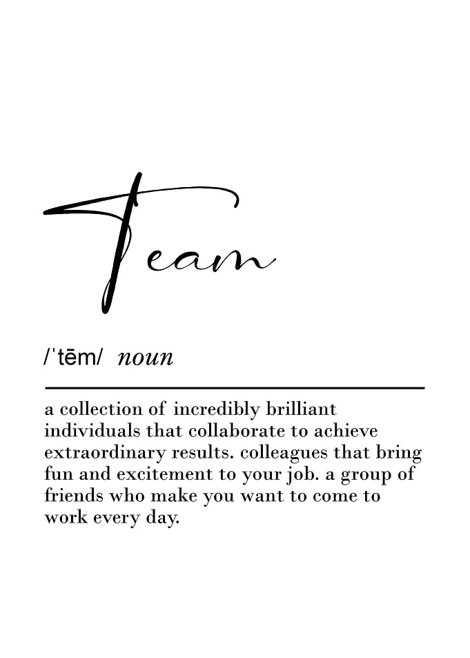 Team Definition Poster Inspirational Wall Art for Collaboration & Office Culture
