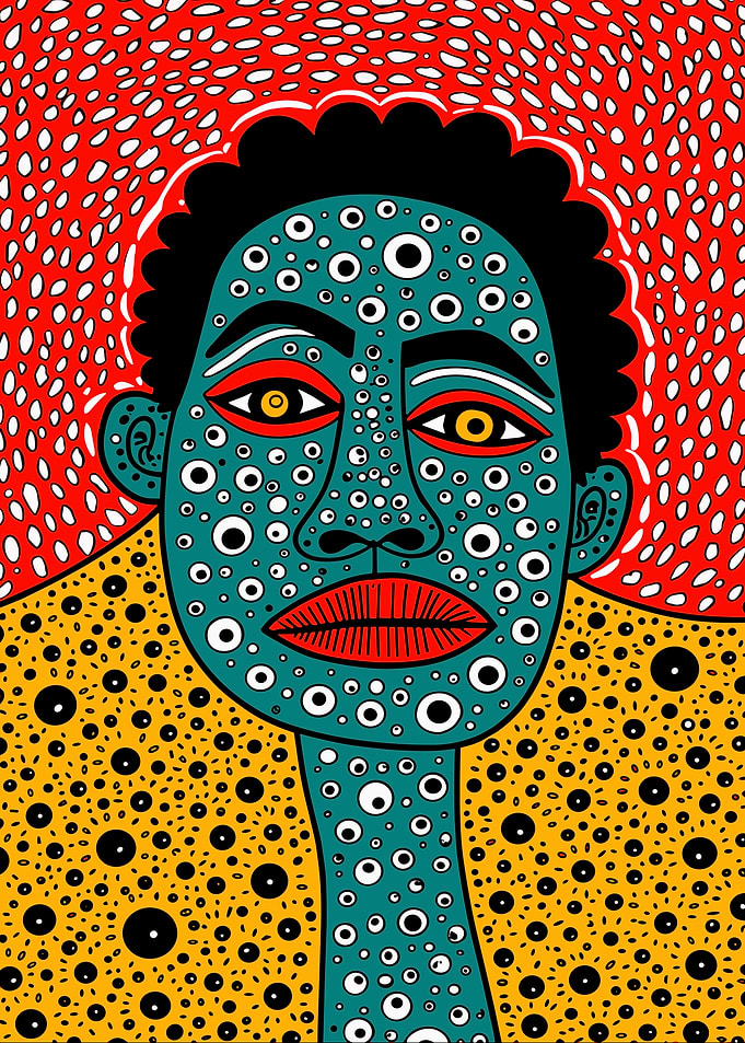 Abstract Portrait with Polka Dots