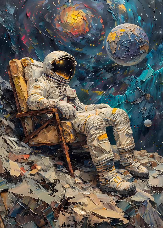 Astronaut Relaxing in Space Art