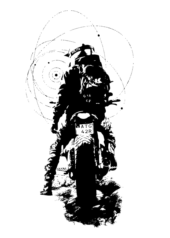Motorcycle Rider Black and White Art