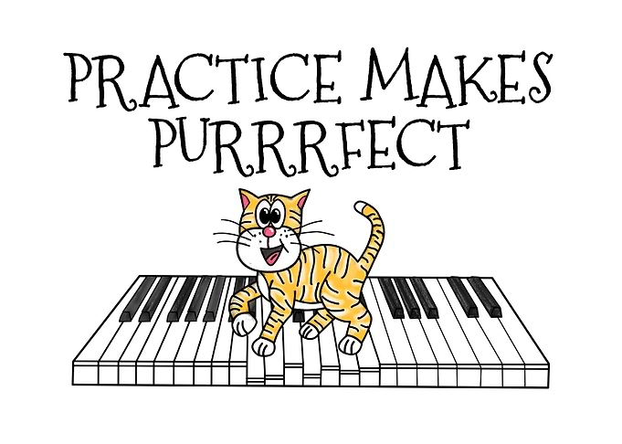 Practice Makes Purrrfect, Cat Piano Teacher Pianist Musician