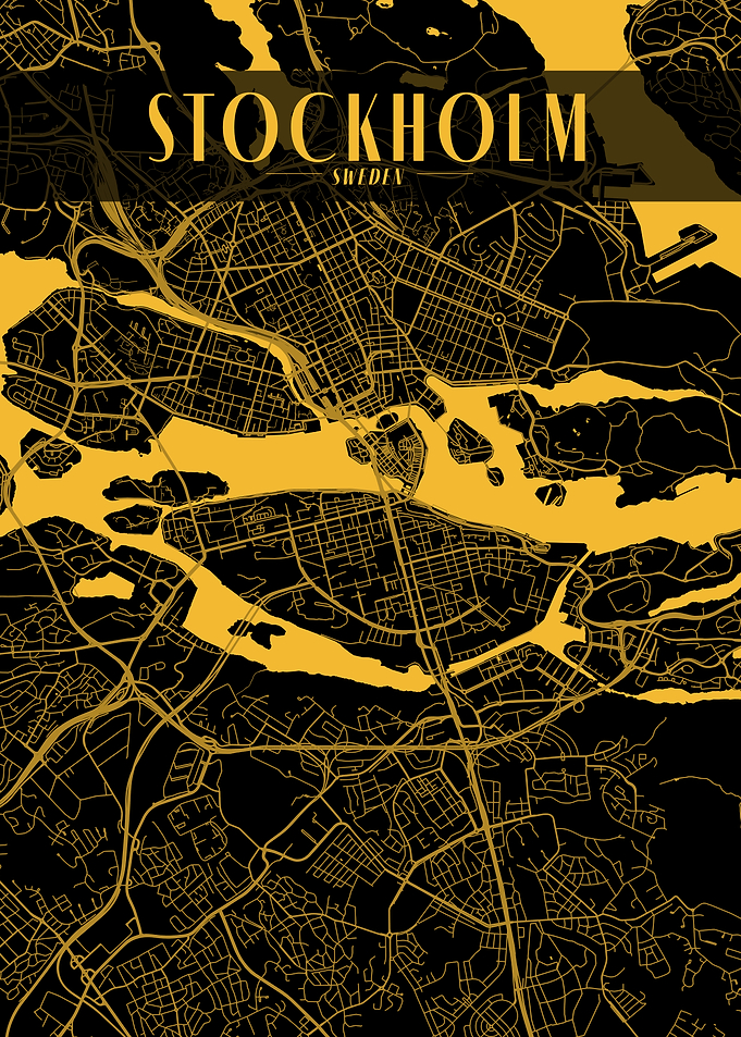 Stockholm Golden Map Art