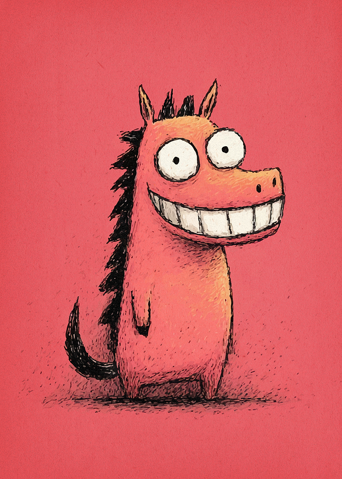 Cartoon Horse with Big Smile