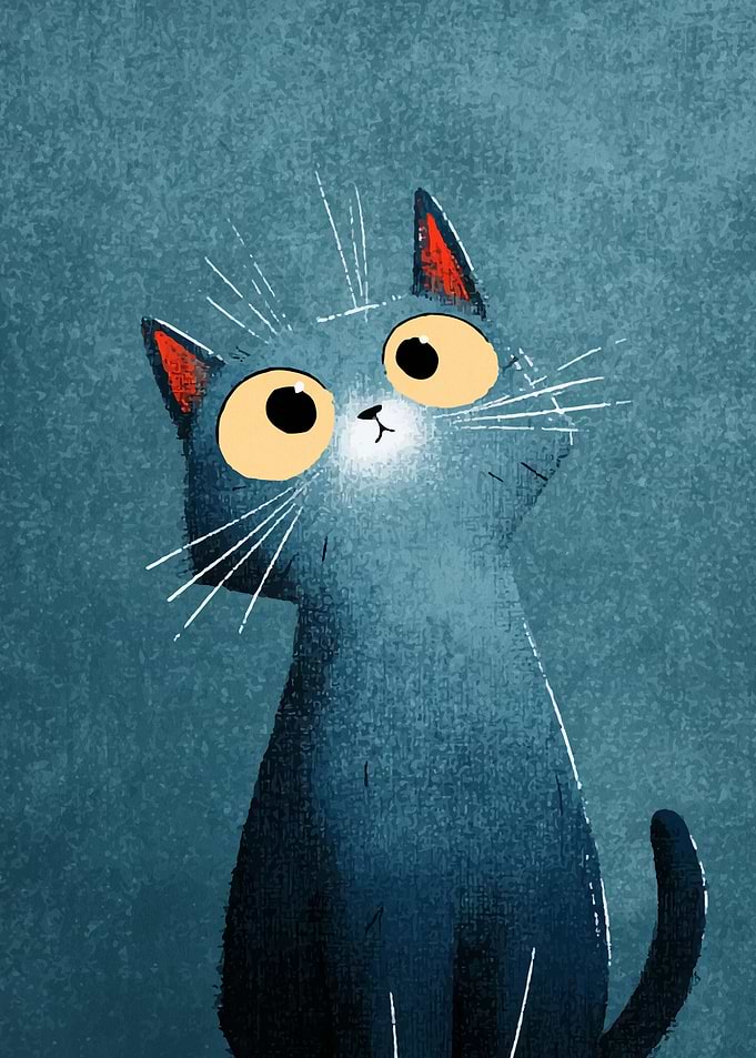 Cartoon Cat with Big Eyes