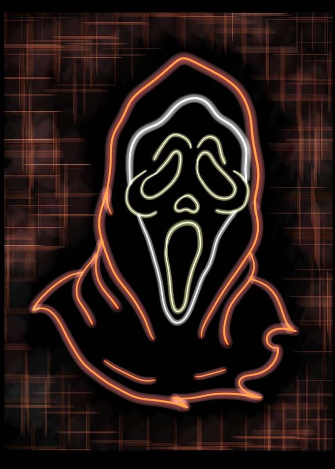Scream Ghostface Halloween Neon Art