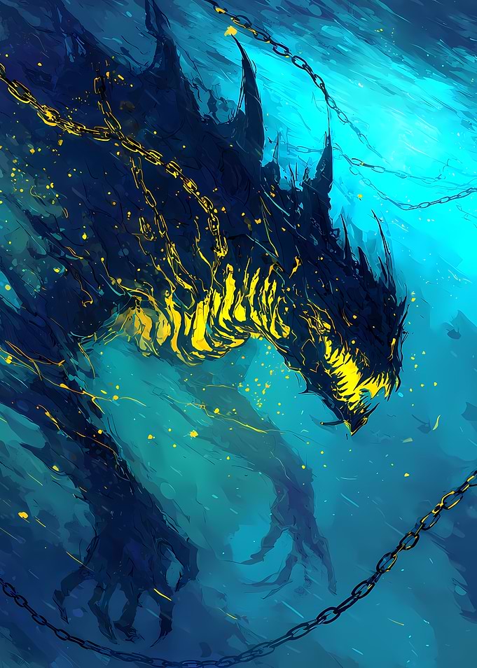 Sea Monster in Blue Depths