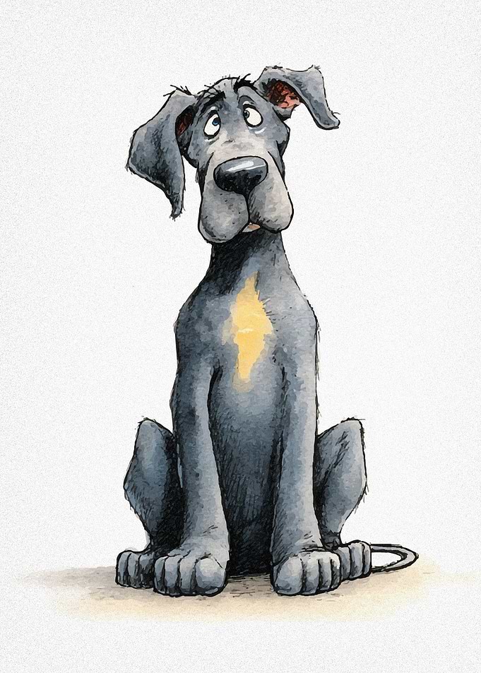 Cartoon Great Dane Dog Illustration