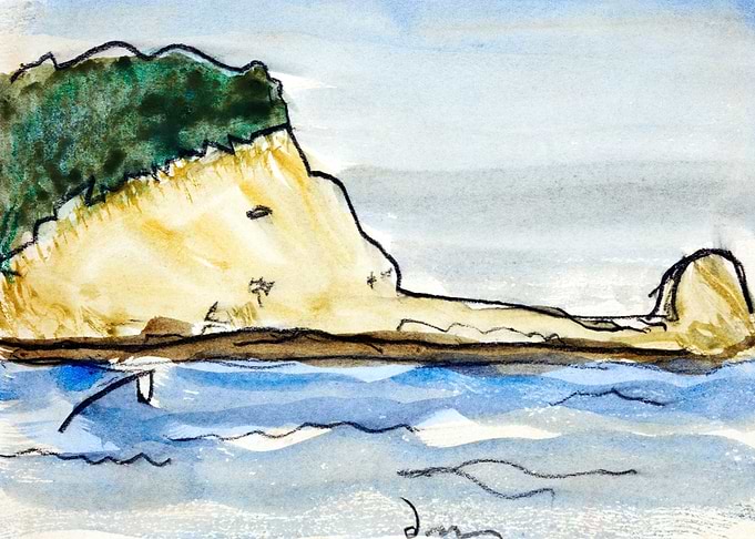 Coastal Watercolor Landscape