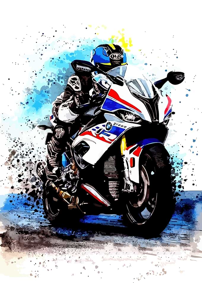 BMW S1000RR Motorcycle Watercolor Art