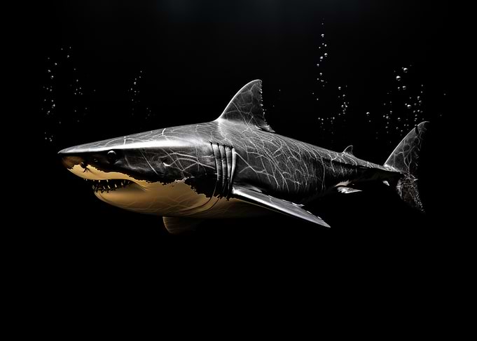 White Shark in Dark Water