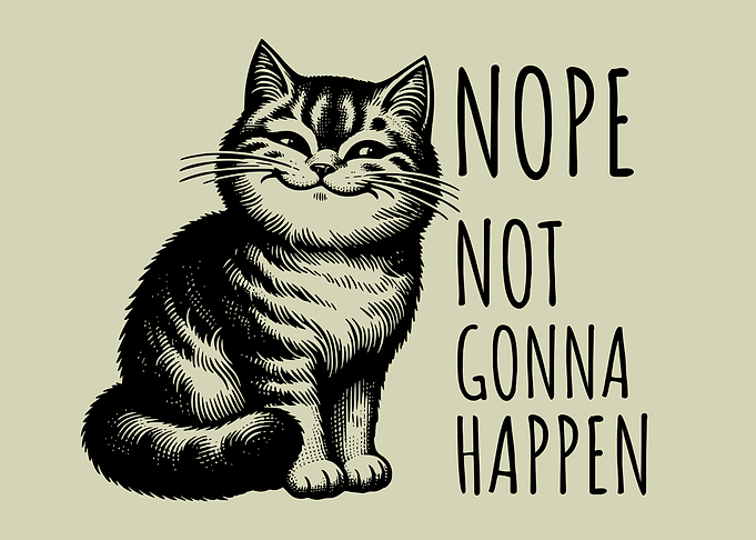 Nope, Not Gonna Happen Funny Playful Cat