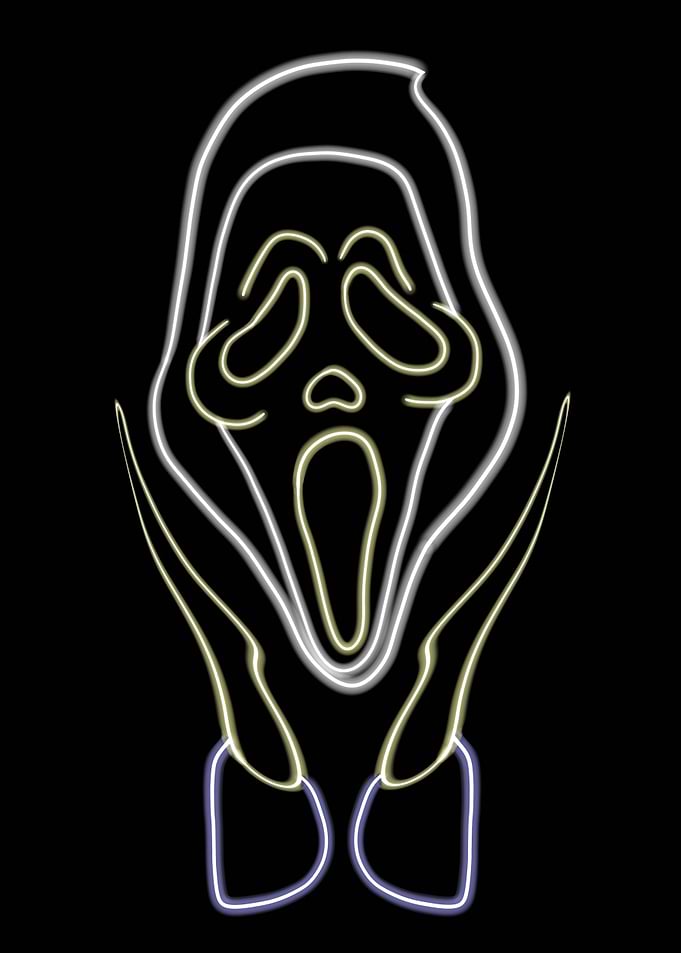 Boo Ghost - Scream Ghostface Neon Outline