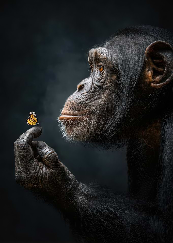 Chimpanzee and Butterfly