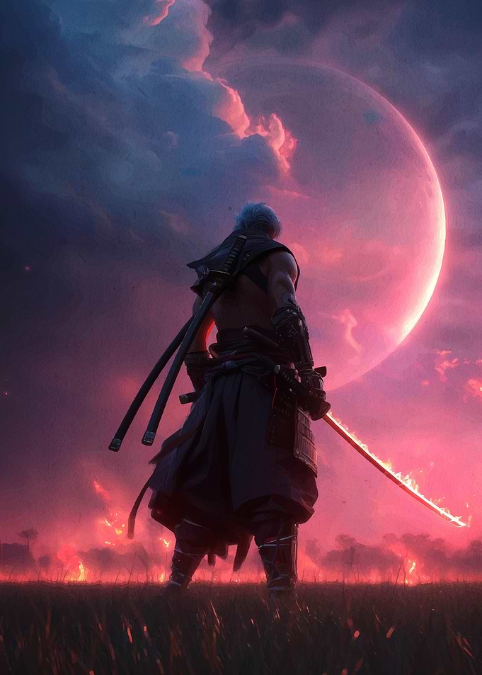 Samurai Warrior with Glowing Sword