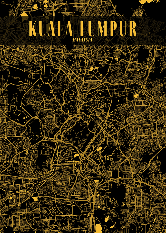 Kuala Lumpur Golden Map Art
