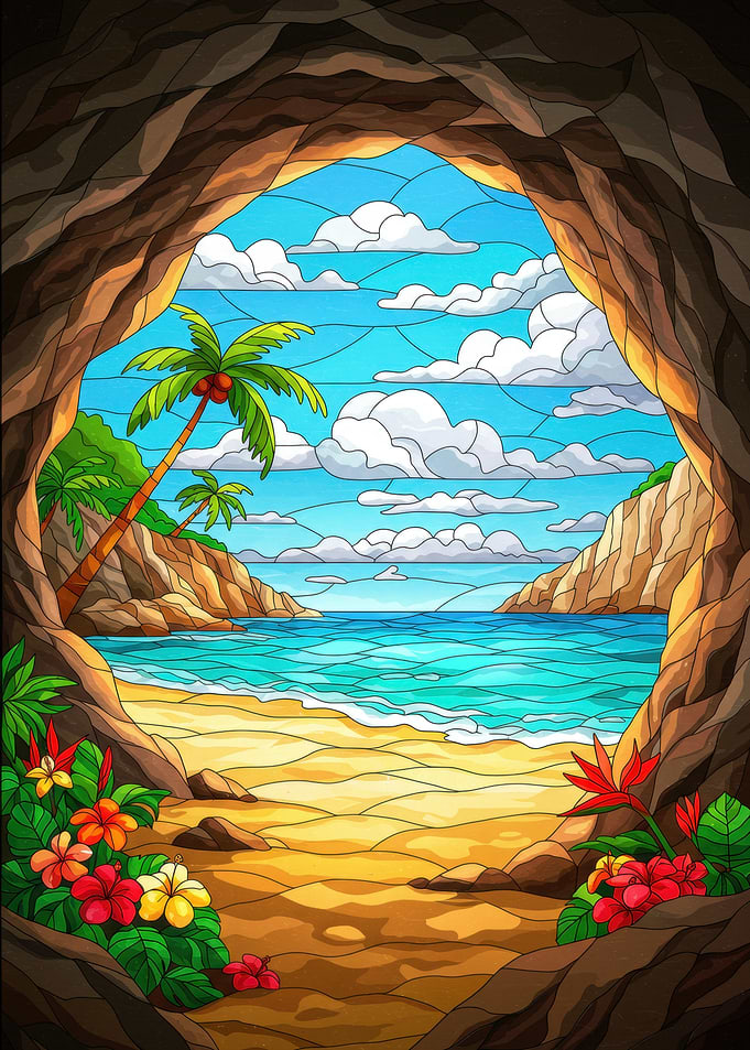 Tropical Beach View from Cave