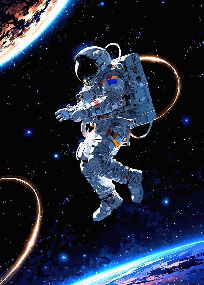 Astronaut in Space with Earth View