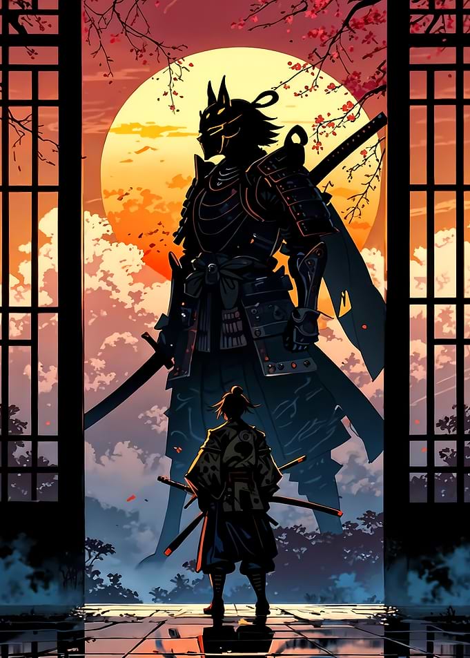 Samurai Duel Under the Setting Sun