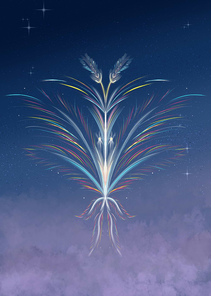 Abstract Plant in Night Sky
