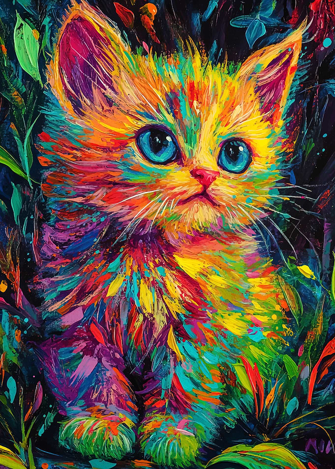 Colorful Kitten Portrait