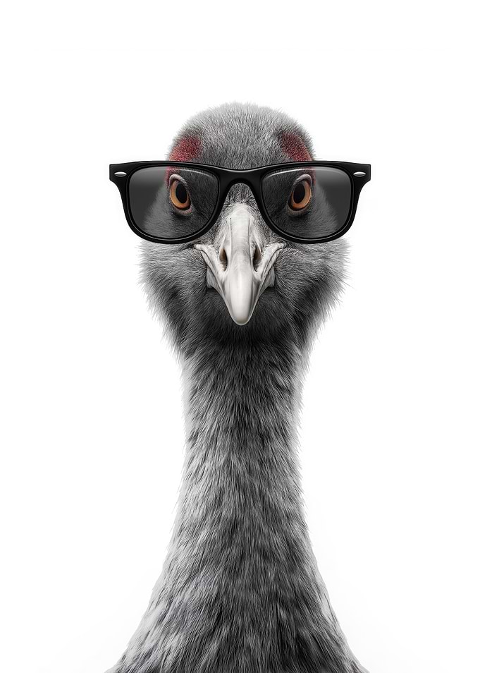 Cool Crane Bird with Sunglasses