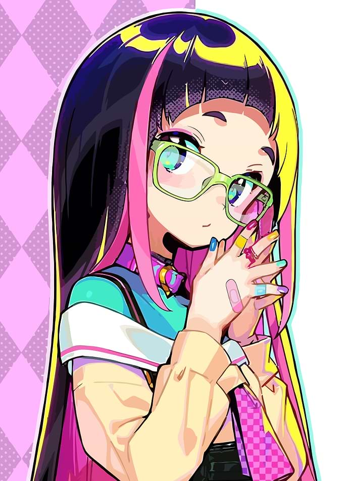 Anime Girl with Colorful Hair