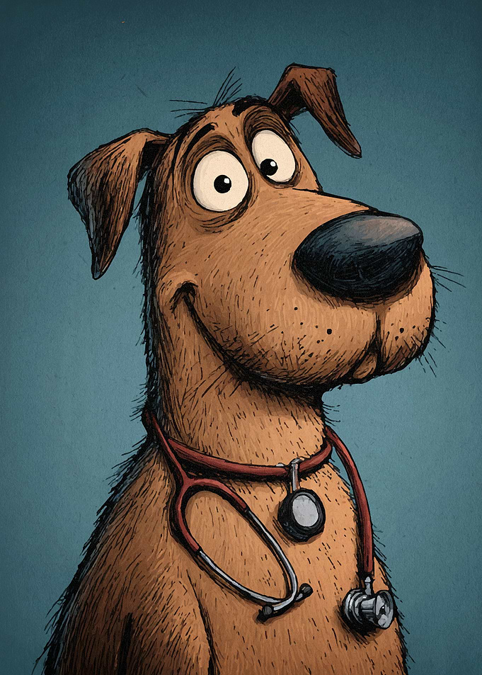 Cartoon Dog Veterinarian Portrait