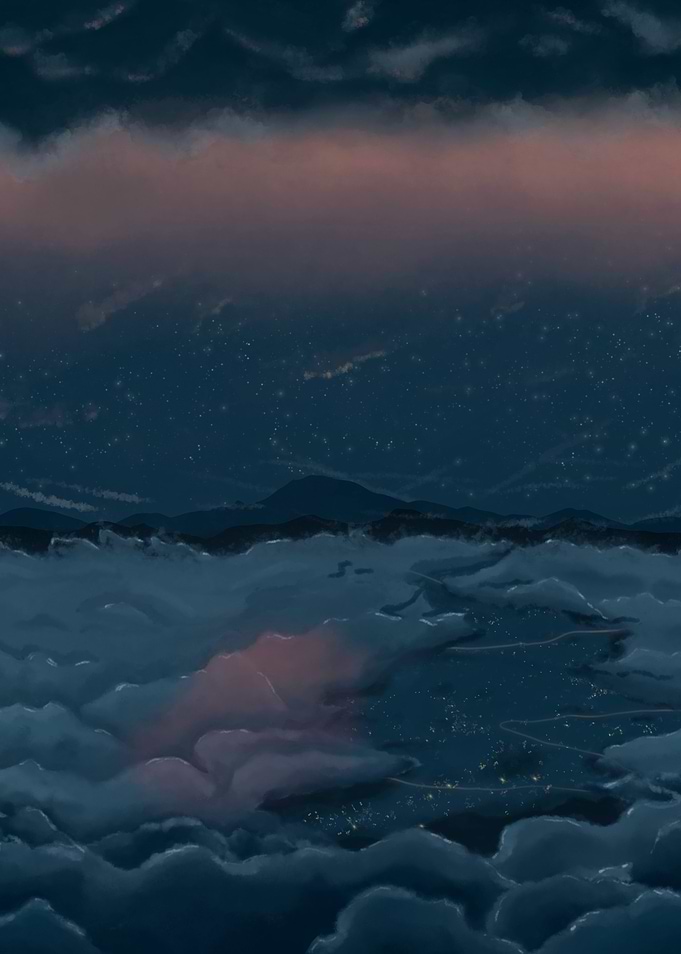 City Above the Clouds at Night