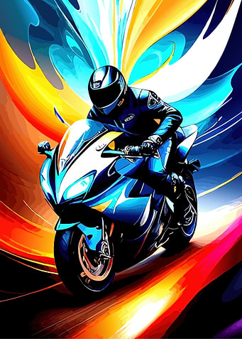 Motorcycle Rider in Motion