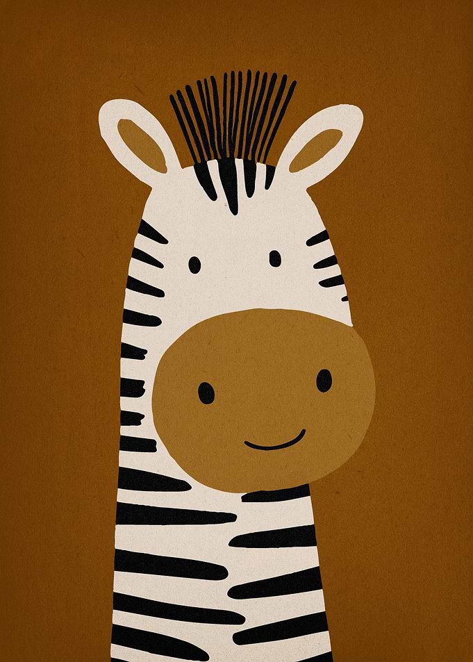 Cute Cartoon Zebra Portrait