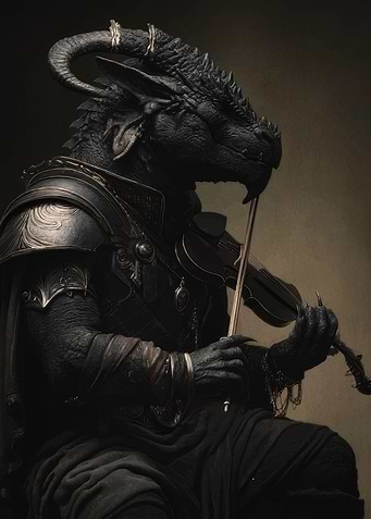 Dragon playing violin