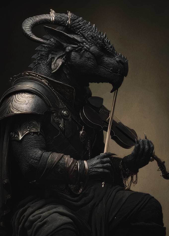 Dragon playing violin