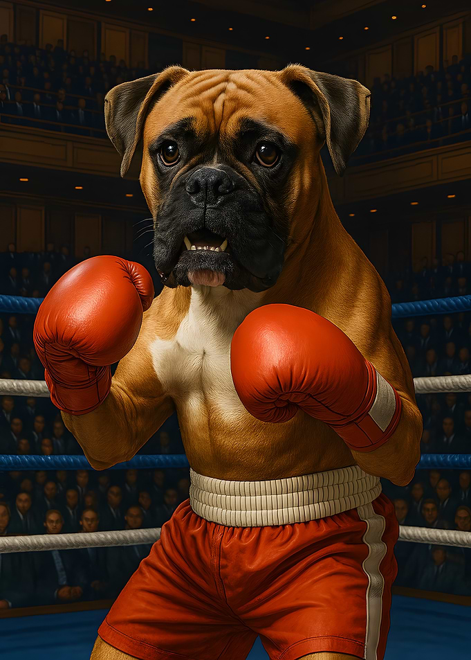 Boxer Dog in Boxing Ring