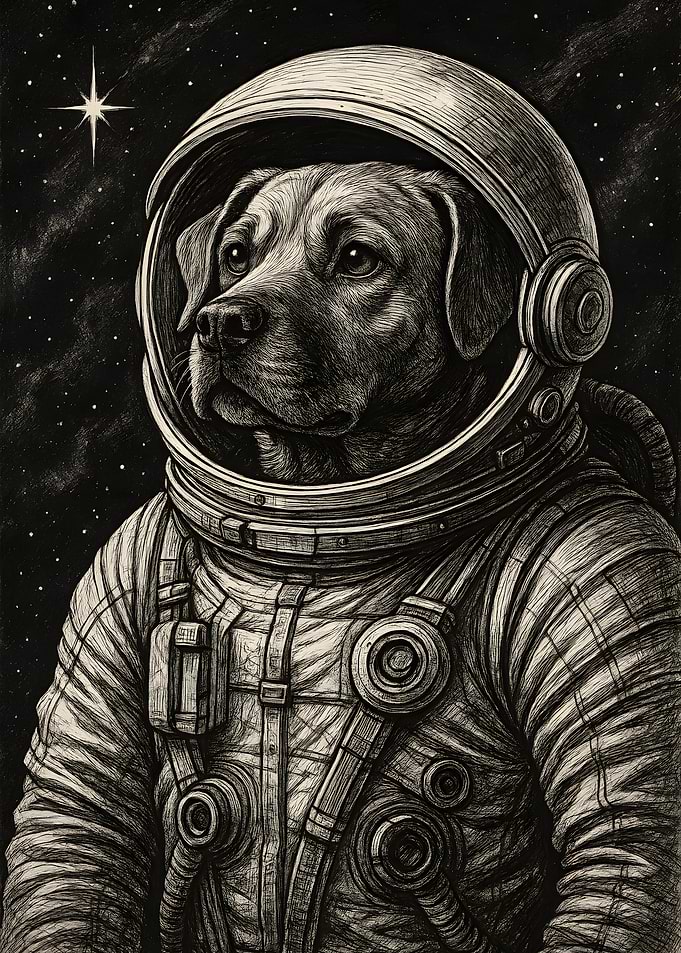 Dog Astronaut in Space Suit