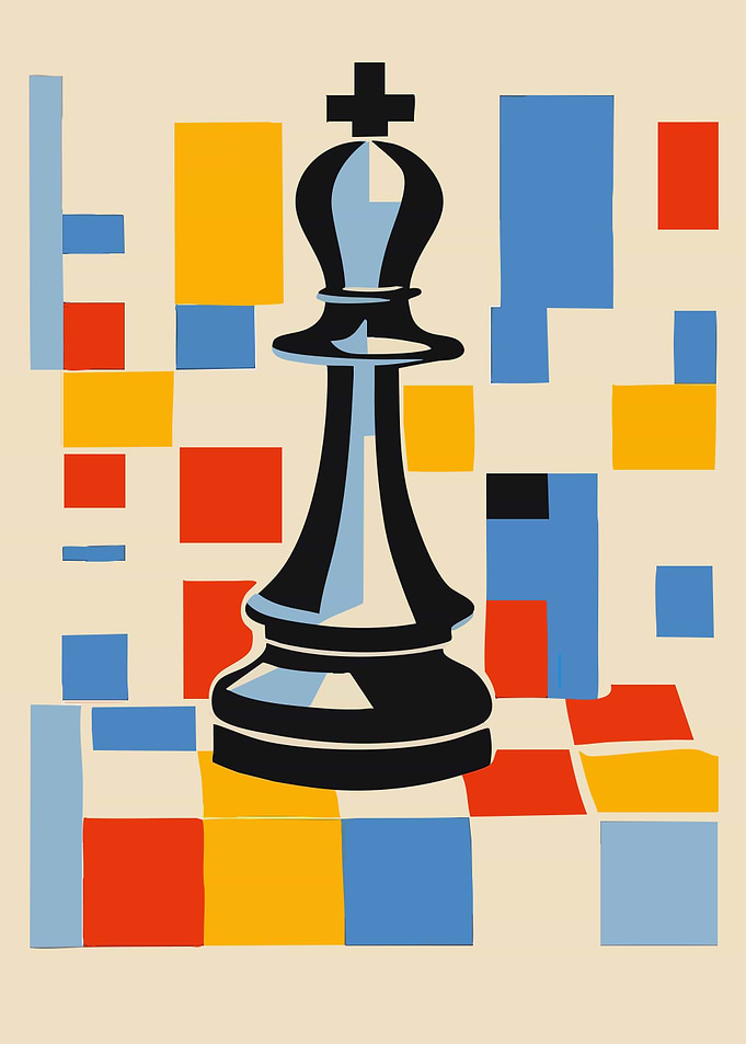 Chess King Mondrian Style