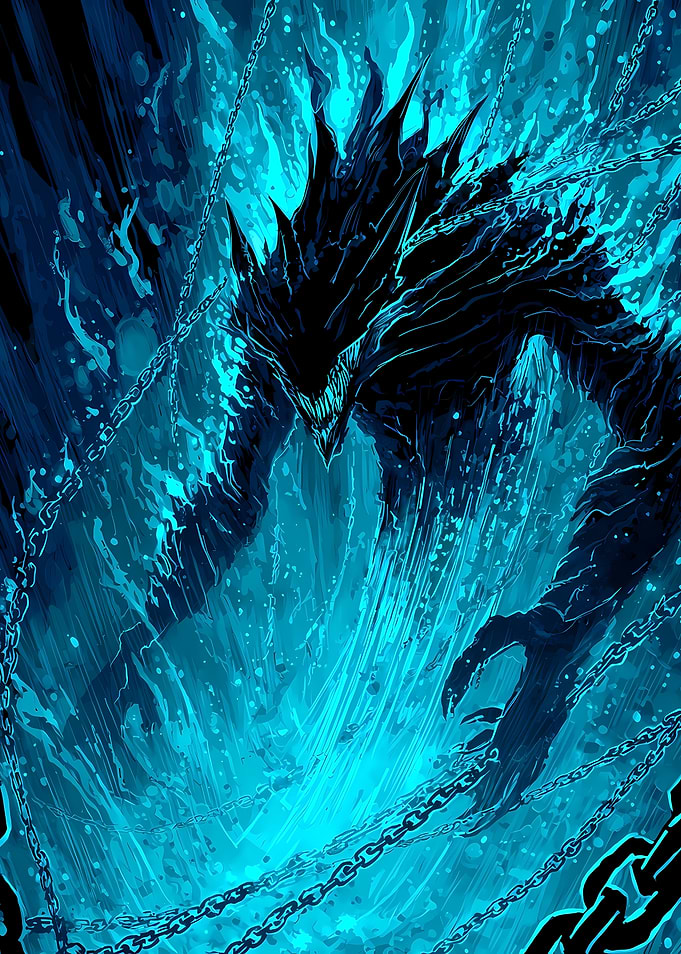 Chained Monster in Blue Flames