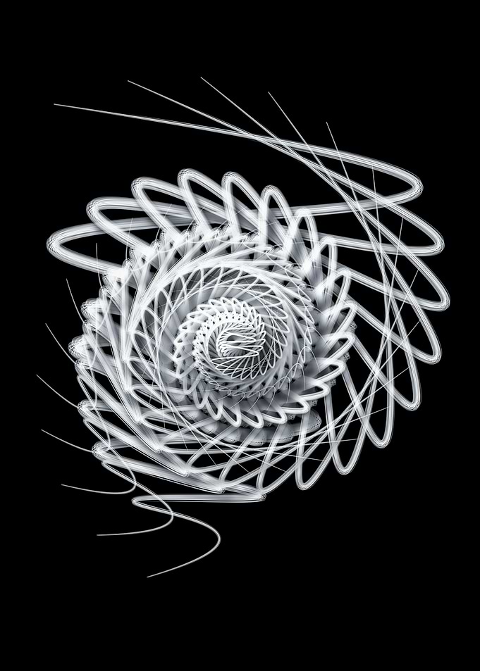Abstract White Spiral on Black Background