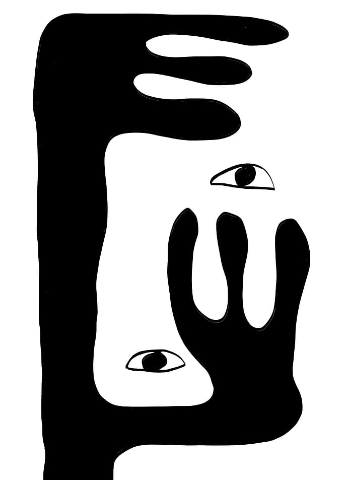 Abstract Face Black and White Art