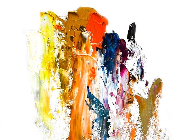 Abstract Colorful Paint Strokes on White