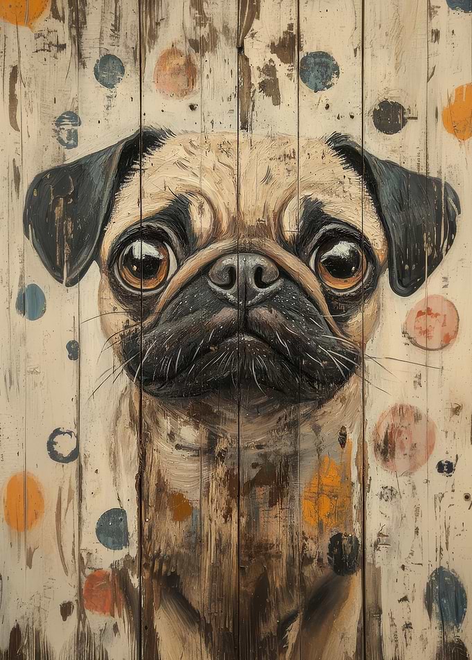 Pug Portrait on Wood Panel || Cute Dog Portrait