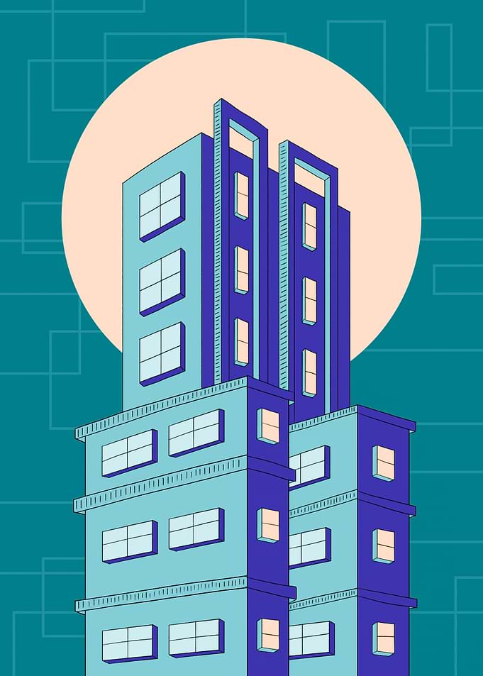 Geometric Building with Sun