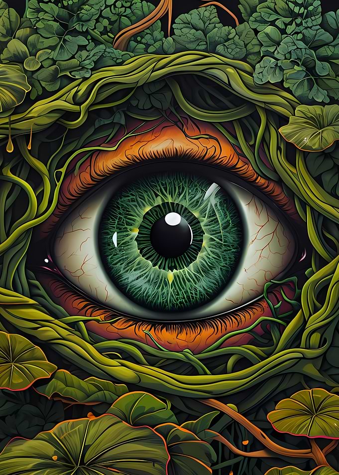 Green Eye Surrounded by Vines