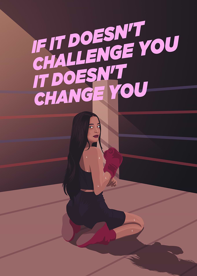 Boxing Girl with Motivational Quote