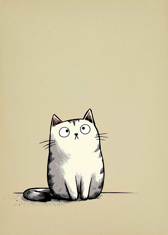 Cartoon Cat with Wide Eyes