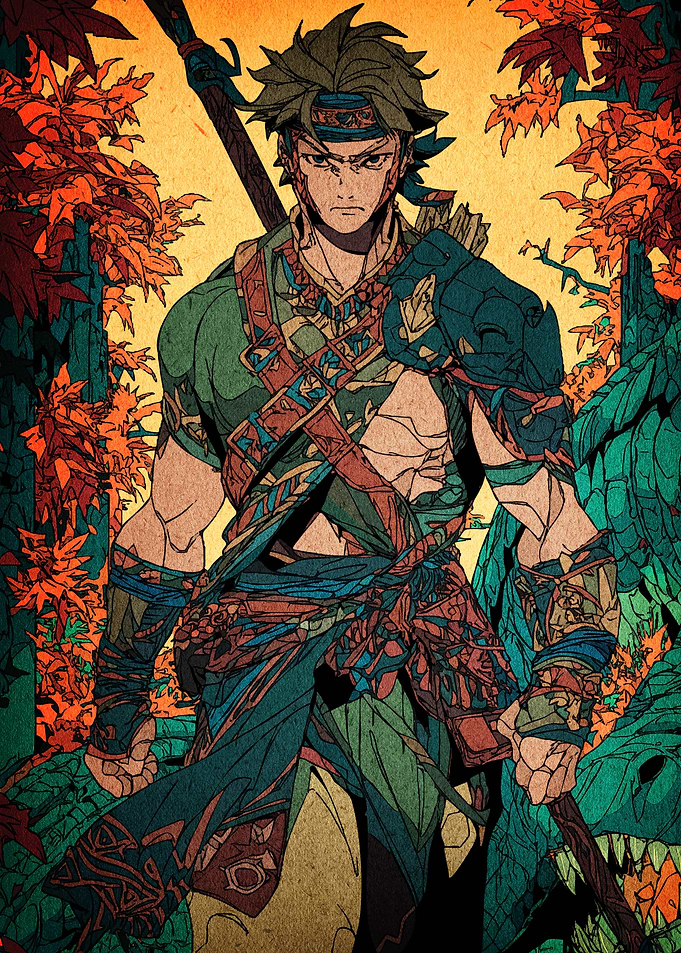 Anime Warrior Autumn Forest