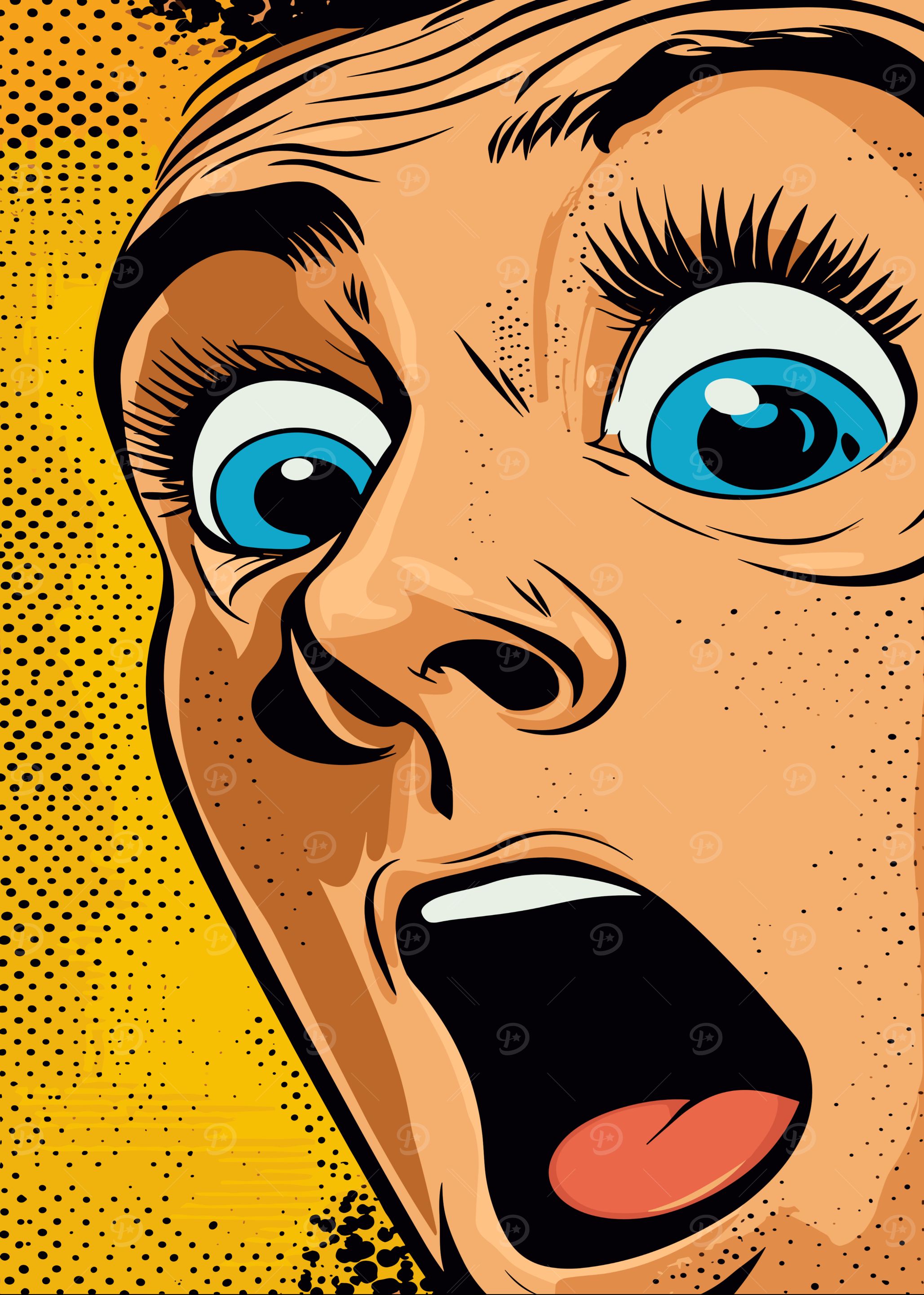 Pop Art Shocked Face Close-Up